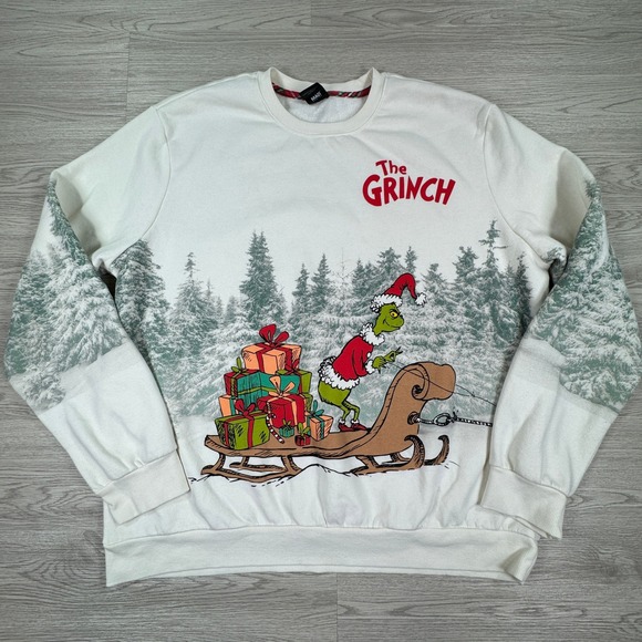MAD Engine Other - Mad Engine Mens Sweatshirt The Grinch Dr Seuss Christmas White XXL Fleece